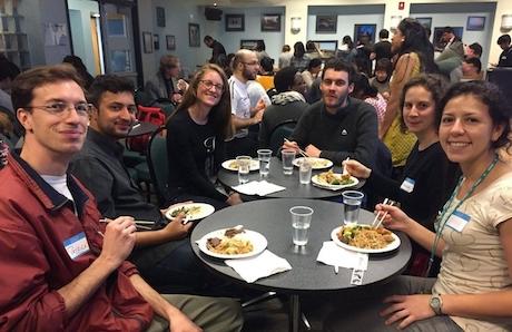visiting scholars eating lunch together