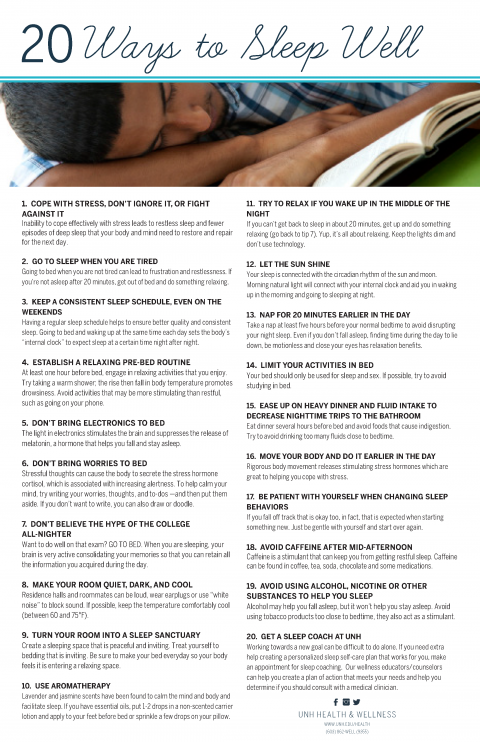 20 ways to sleep well