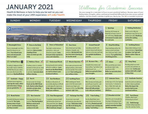 Wellness Calendar Health Wellness unh calendar 2021