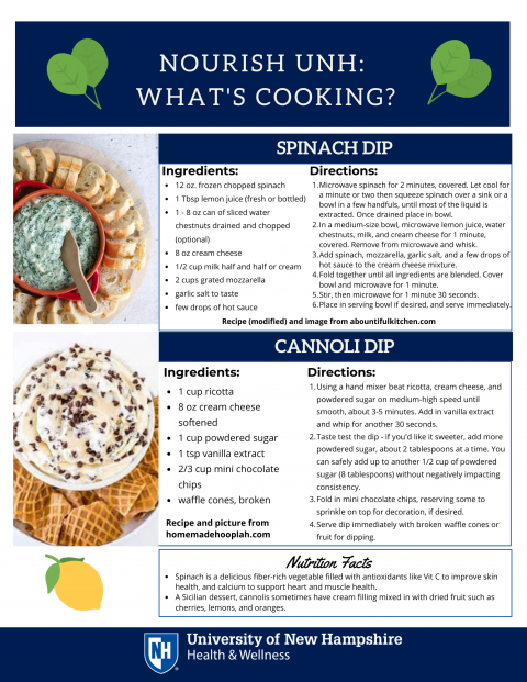 Spinach Dip and Cannoli Dip