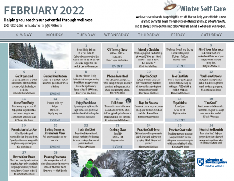 February 2022 Wellness Calendar