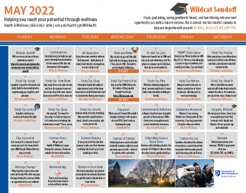 May 2022 Wellness Calendar