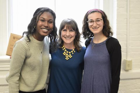 Leslie Curren with students