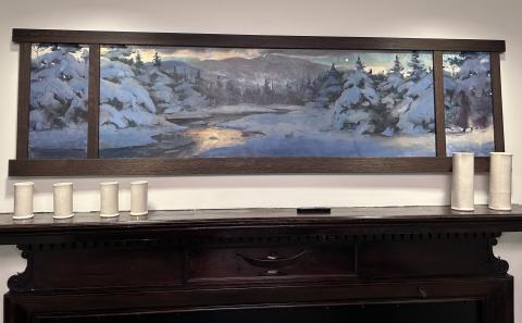 painting of a snowy river
