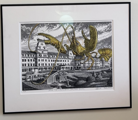 print of a lobster attacking Portsmouth