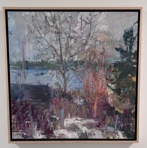 Painting of trees and fog