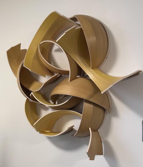 wooden wall hung sculpture
