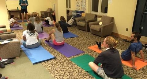 residents in Peterson doing yoga