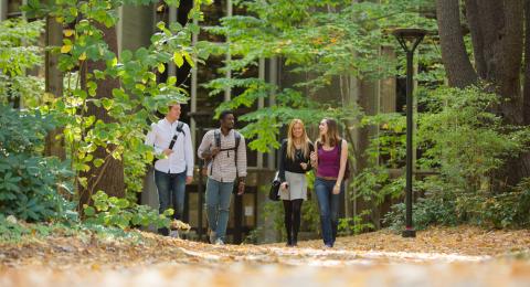 Students by Adams Tower