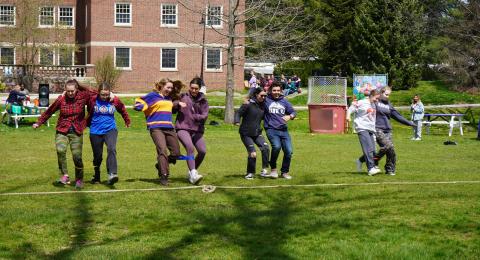 Students playing outside Scott