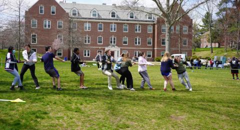 Students playing tug-o-war by Congreve
