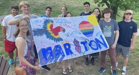 Residents holding the Marston sign