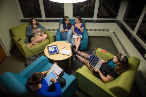 Students in Hall Lounge Room
