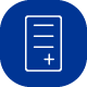 I con of document with plus sign for health record with blue background