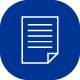 I con of paper with lines on it and a blue background