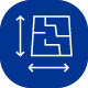 Icon of floor plan with blue background