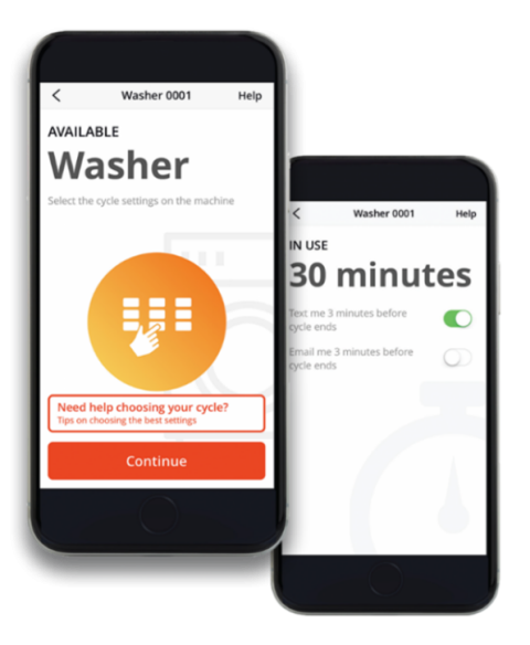 Image showing two phones with examples of what the app looks like.
