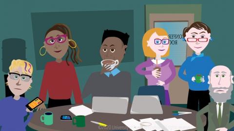 cartoon of coworkers in break room