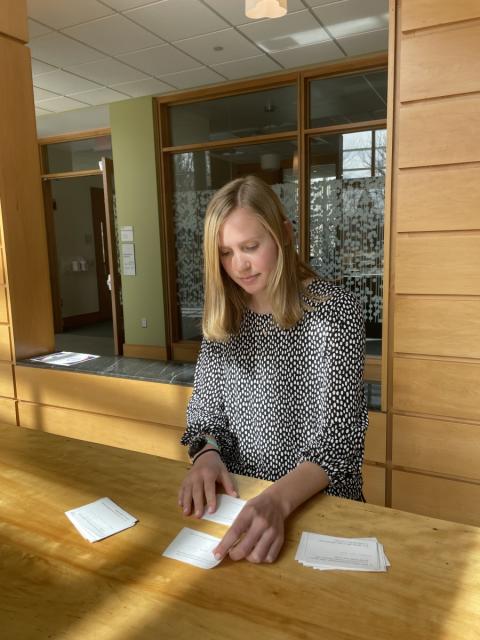 The author practicing the Q-sort.