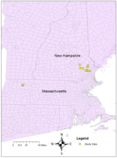 Map of the locations for river reaches selected for study