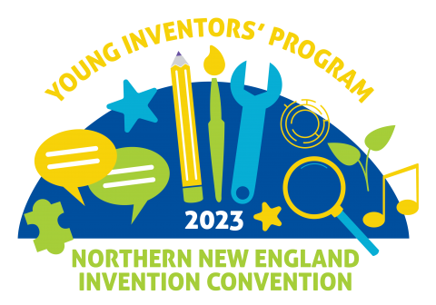 2023 Northern New England Invention Convention Graphic. Half moon with invention tools. 