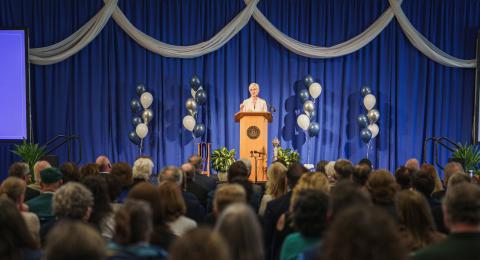 President Chilton at the MUB