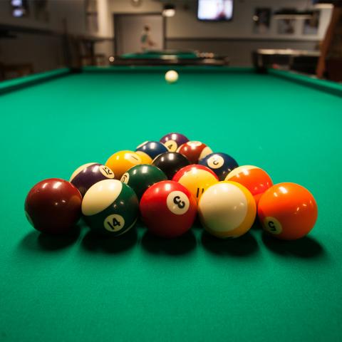 Billiard balls on table