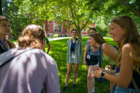 Students laughing at Orientation