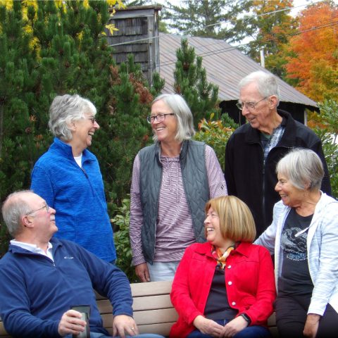 OLLI members in Mt. Washington Valley laughing and enjoying the fall weather.