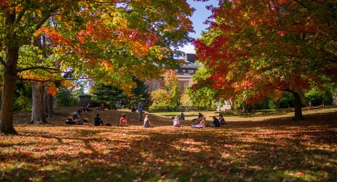 Students outside on UNH campus