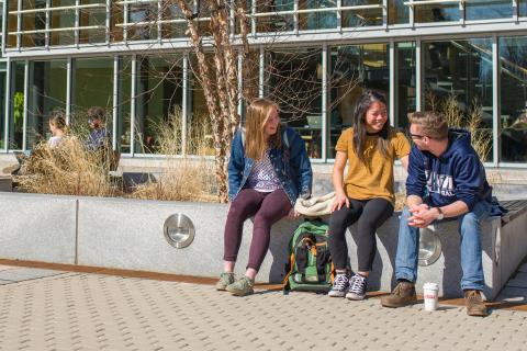 Students in the Paul courtyard