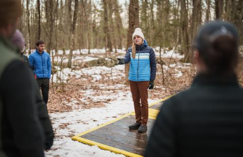 Prof. Anita Tucker teaching outdoors