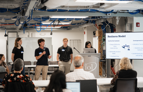 Students presenting at the UNH Entrepreneurship Center’s Digital Health Ideathon.