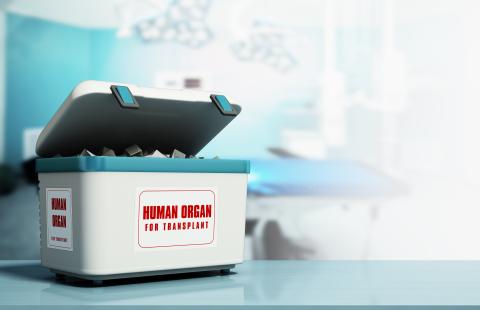Cooler labeled "human organ for transport"