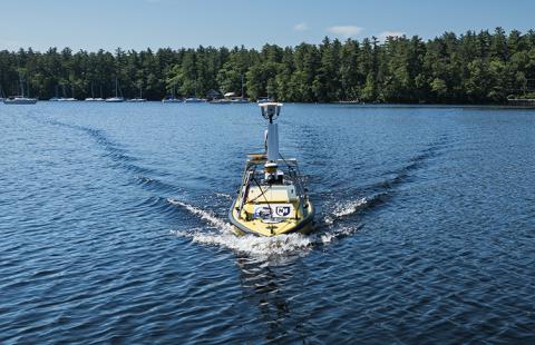A UNH research vessel on a New Hampshire lake 
