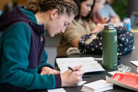 UNH student studying