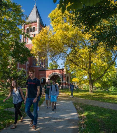 Thompson Hall in the fall