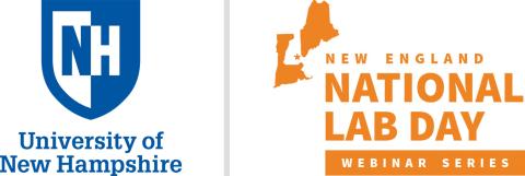 UNH logo next to image of New England and text that says New England National Lab Day Webinar Series