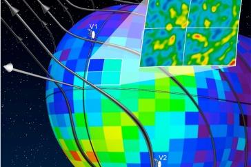 Image of current mapping of heliosphere Colorful map of edge of solar system