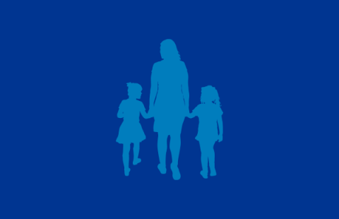 Silhouette of a mother and two daughters