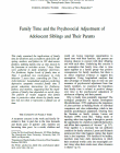 First page of "Family time and the psychosocial adjustment of adolescent siblings and their parents"