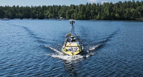 A UNH research vessel on a New Hampshire lake 