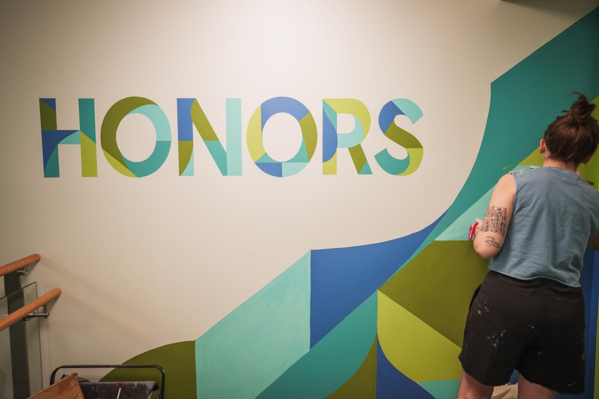 wall in honors college with word honors