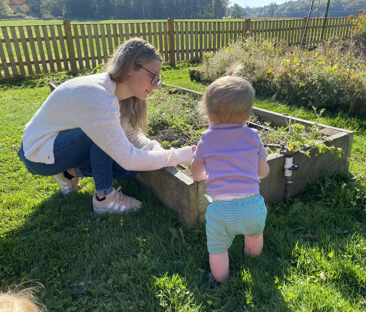 Morgan working with children
