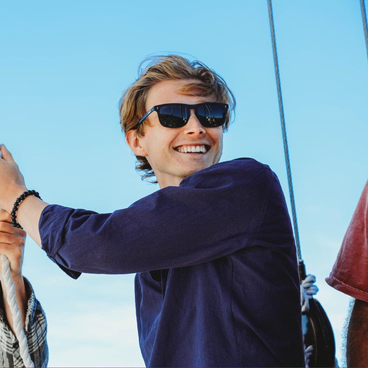 Jaxson on a boat