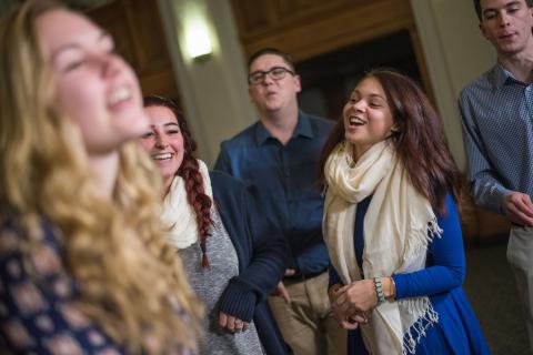 students singing acapella