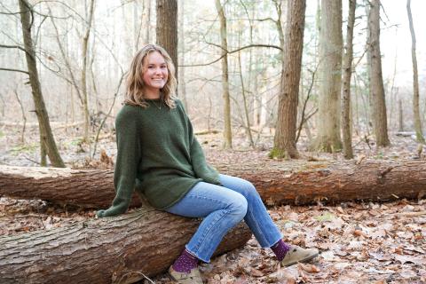 Caroline in college woods