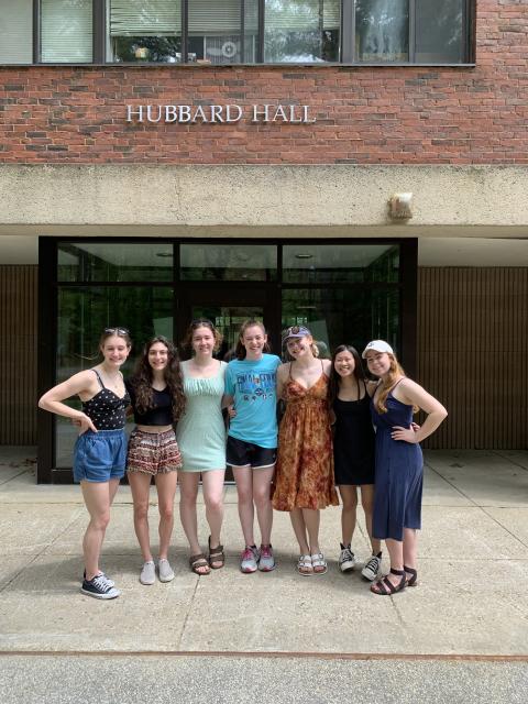 Posing outside Hubbard Residence Hall