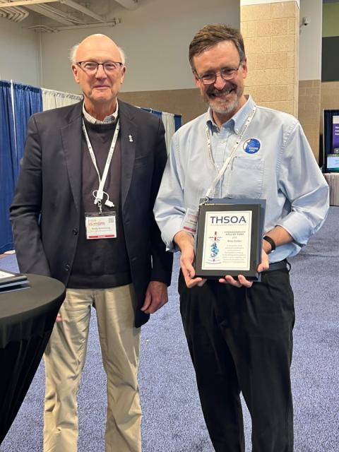 CCOM's Andy Armstrong (L) and Brian Calder (R) at the 2025 U.S. Hydro Conference, where Calder was officially elected to the Hydrographer Hall of Fame. 