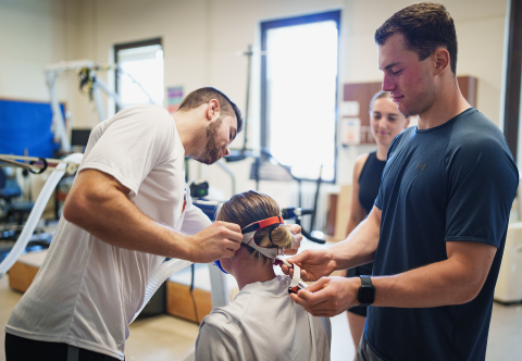 Gabe Dennett assisting with summer research